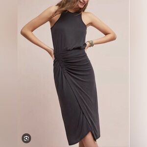 Moulinette Soeurs from Anthropologie-  Gray Racer Back Faux Wrap Dress